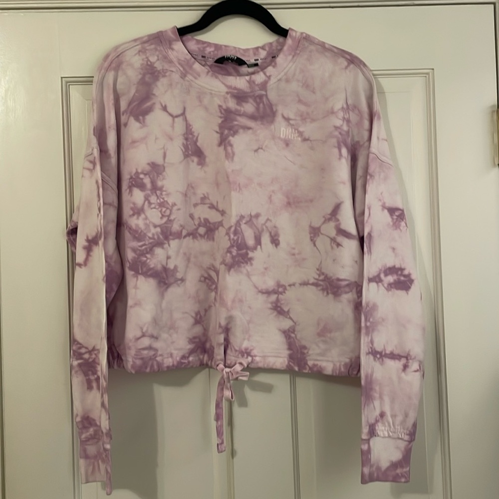 DKNY Sport Purple Tie Dye Crop Hoodie